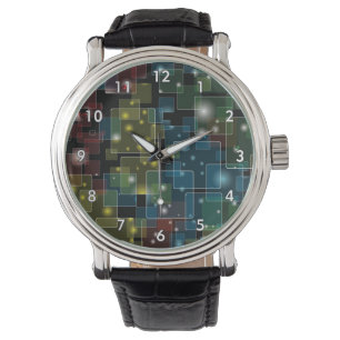 Colourful Semi-Transparent Squares with Stars Watch