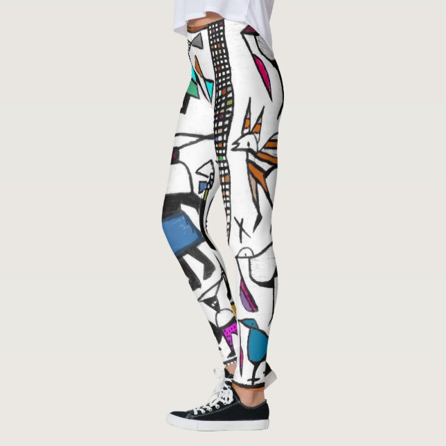 Colourful Senufo Print Leggings (Left)