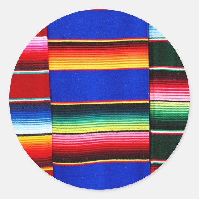 Colourful serape stripes classic round sticker (Front)