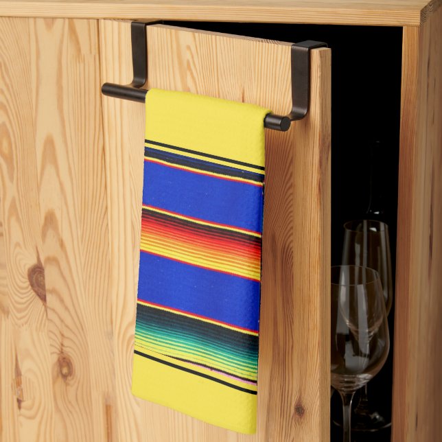 Colourful serape stripes kitchen towel (Thirds Fold)