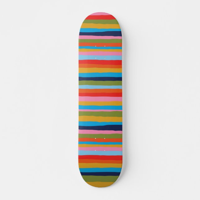 Colourful Serrate Stripes Pattern Skateboard (Front)