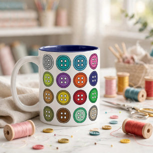 Colourful Sewing Buttons Fashion Tailor Two-Tone Coffee Mug