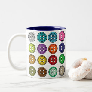 Colourful Sewing Buttons Fashion Tailor Two-Tone Coffee Mug