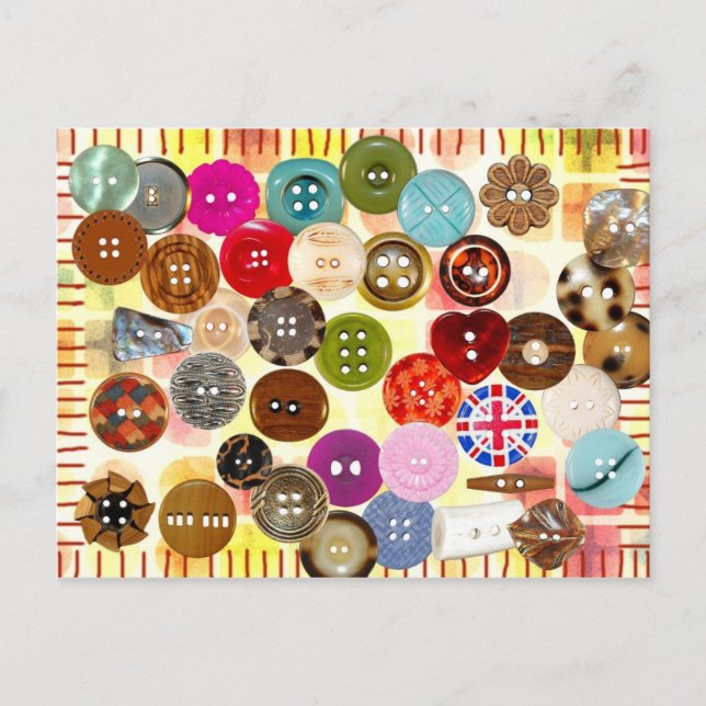 Colourful sewing buttons postcard (Front)