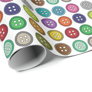 Colourful Sewing Buttons Tailor Birthday Wrapping Paper