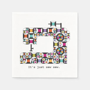 Colourful Sewing Machine Quilt Pattern Coaster Napkin