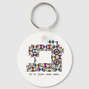 Colourful Sewing Machine Quilt Pattern Keychain