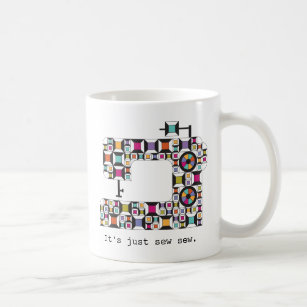 Colourful Sewing Machine Quilt Pattern Mug