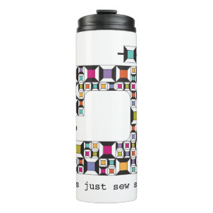 Colourful Sewing Machine Quilt Pattern Thermal Tumbler