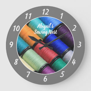 Colourful Sewing Room Personalized Round Clock