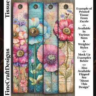 Colourful Shabby Chic Poppies DL6R Decoupage Tissue Paper