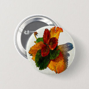 Colourful shades of autumn leaves   2 inch round button