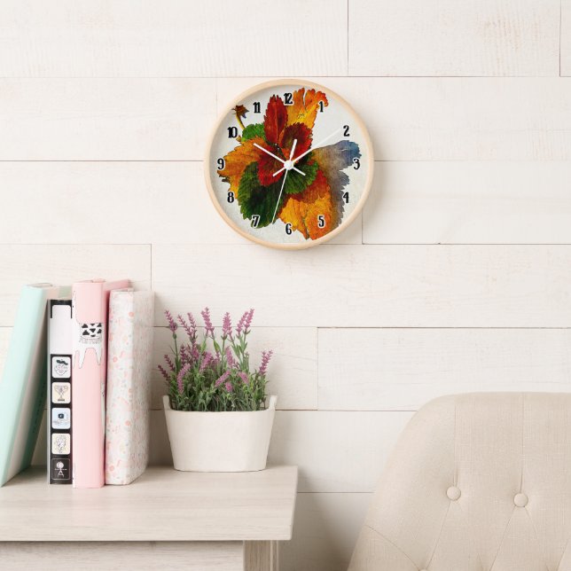 Colourful shades of autumn leaves clock (Reading Room)