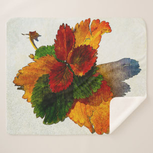 Colourful shades of autumn leaves   sherpa blanket