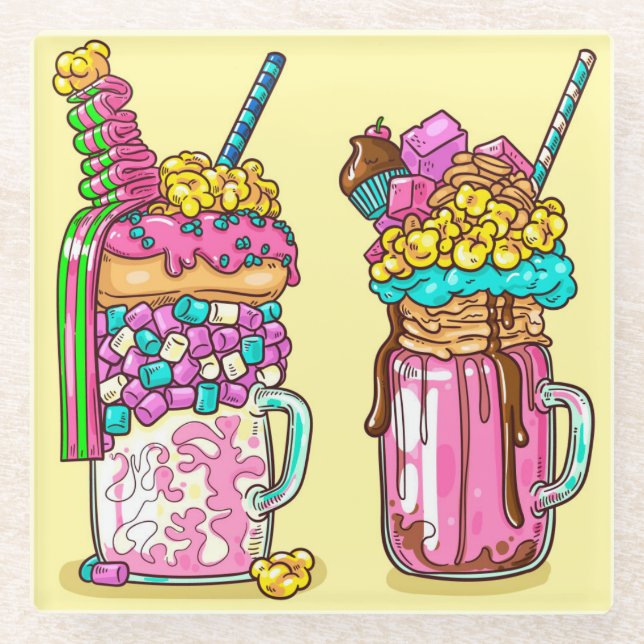 Colourful Shakes Glass Coaster (Front)