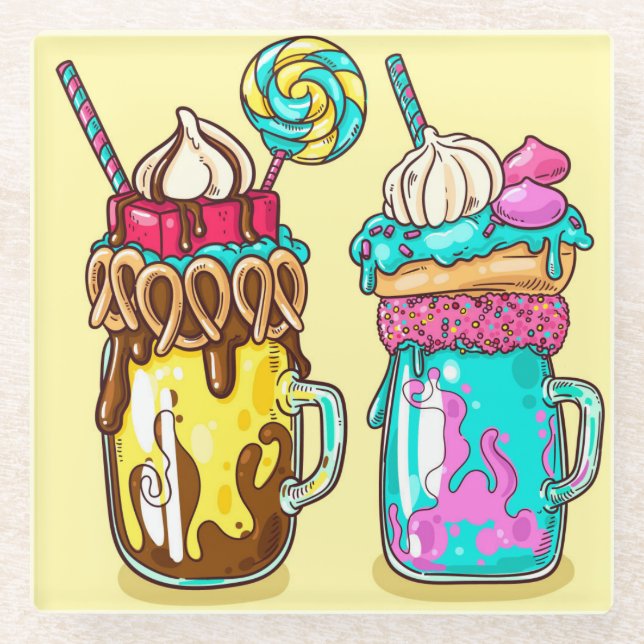 Colourful Shakes Glass Coaster (Front)