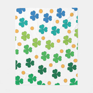 Colourful Shamrock Clover Leaves Seamless Pattern  Fleece Blanket