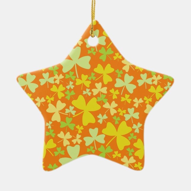Colourful Shamrocks Ceramic Ornament (Front)