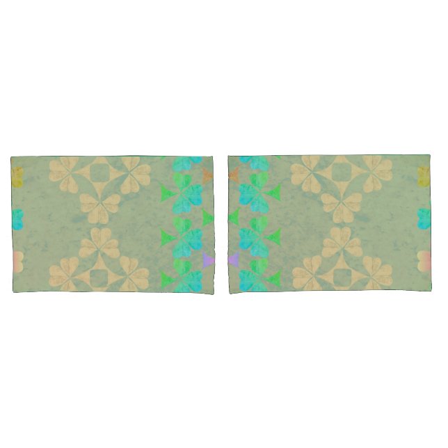 Colourful Shamrocks on Grey pillow cases (Front-Set)