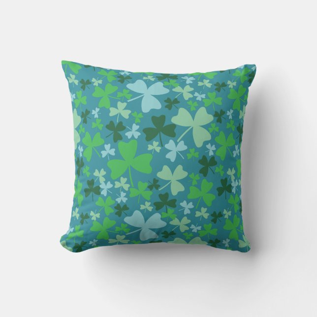 Colourful Shamrocks Throw Pillow (Front)