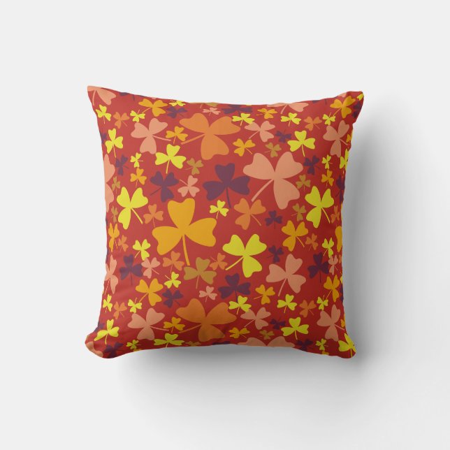 Colourful Shamrocks Throw Pillow (Front)