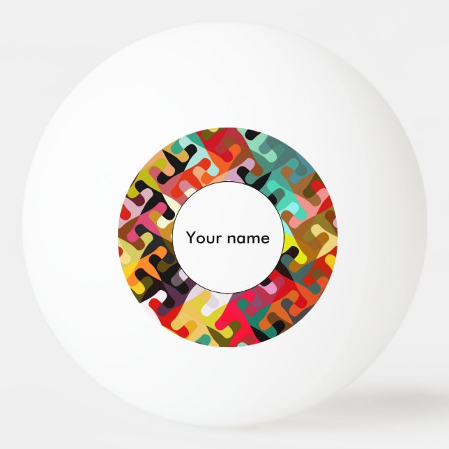 Colourful shapes abstract design ping pong ball (Front)