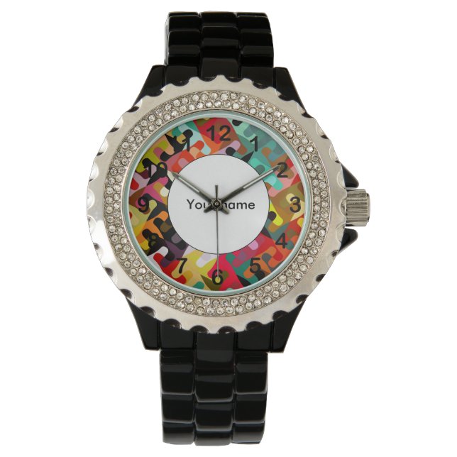 Colourful shapes abstract design watch (Front)