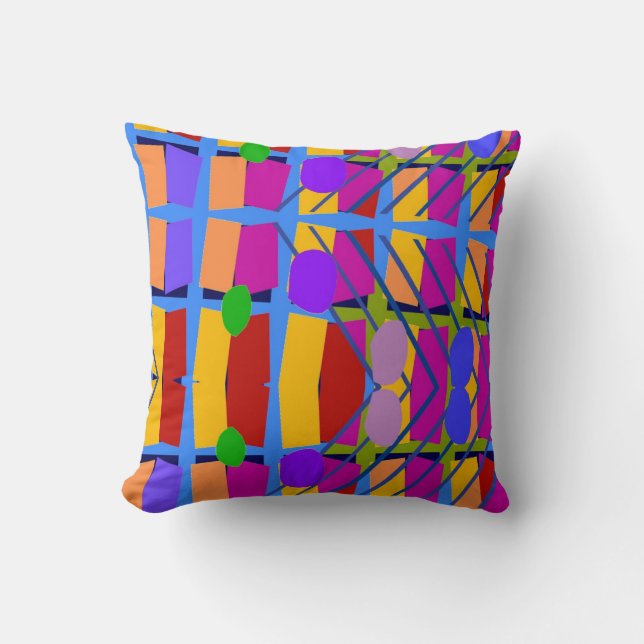 Colourful Shapes Abstract French Style Throw Pillow (Front)