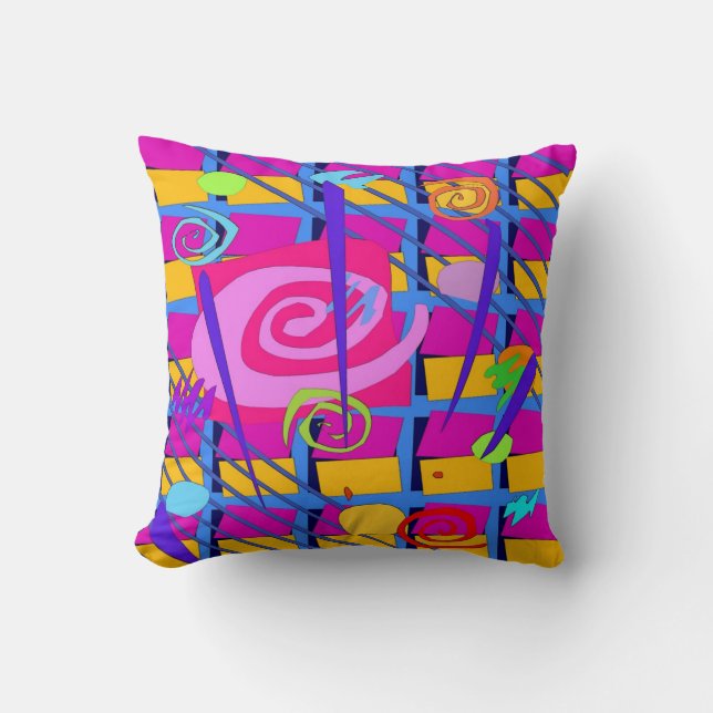 Colourful Shapes Abstract Matisse Style Throw Pillow (Front)