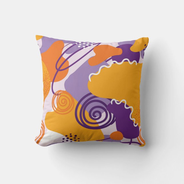 Colourful Shapes and Lines Throw Pillow (Front)
