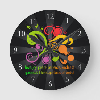Colourful Shapes, Fruit of the Spirit Round Clock