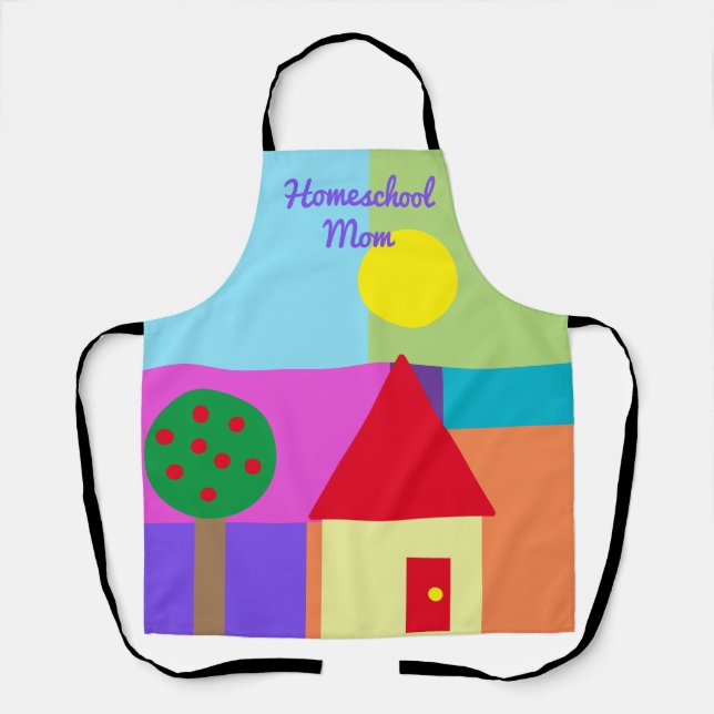 Colourful Shapes Homeschool Mom Apron (Front)