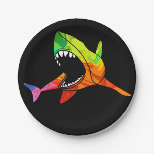 Colourful Shark Paper Plate
