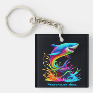 Colourful Shark Splash Keychain