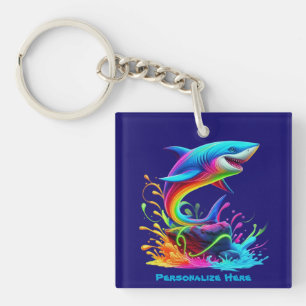 Colourful Shark Splash Keychain