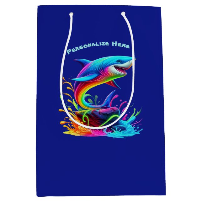 Colourful Shark Splash- Medium Gift Bag (Front)