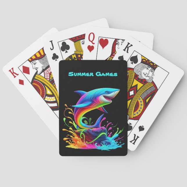 Colourful Shark Splash  Playing Cards (Back)