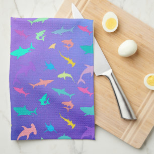 Colourful shark under the sea School Party Kitchen Towel