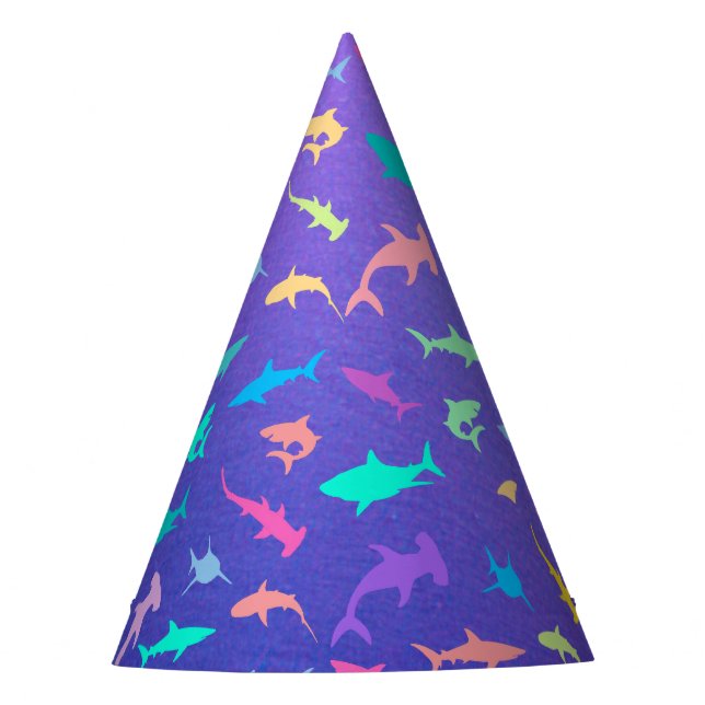 Colourful shark under the sea School Party Party Hat (Front)