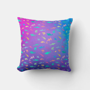 Colourful shark under the sea School Party Throw Pillow