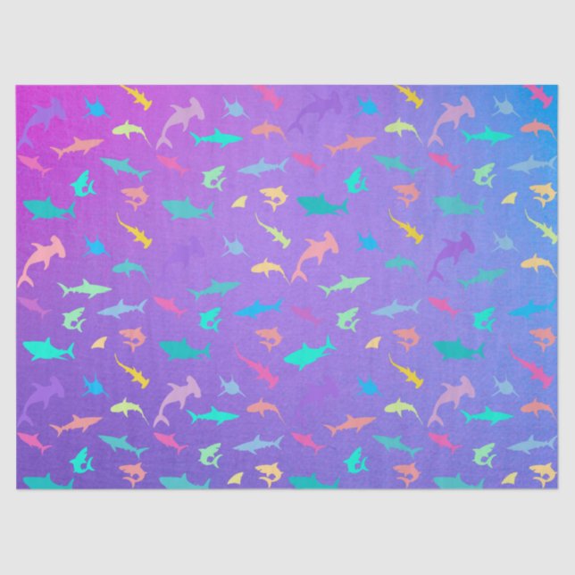 Colourful shark under the sea School Party Tissue Paper (Front)