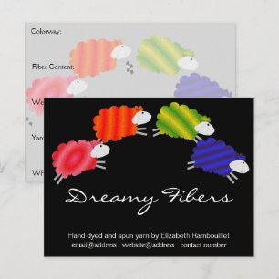 Colourful Sheep Fibre Artist Hangtag Postcard