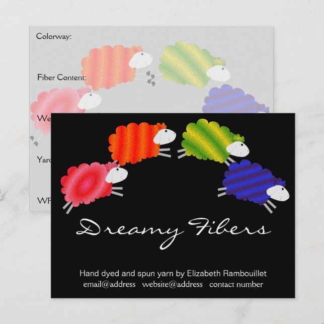 Colourful Sheep Fibre Artist Hangtag Postcard (Front/Back)
