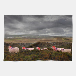 Colourful sheep kitchen towel