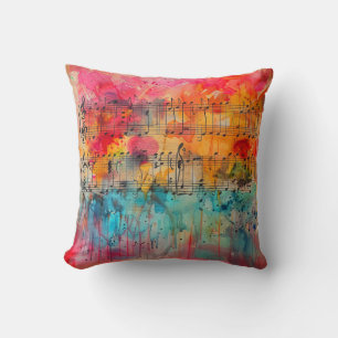 Colourful Sheet Music, Musician Gift Throw Pillow