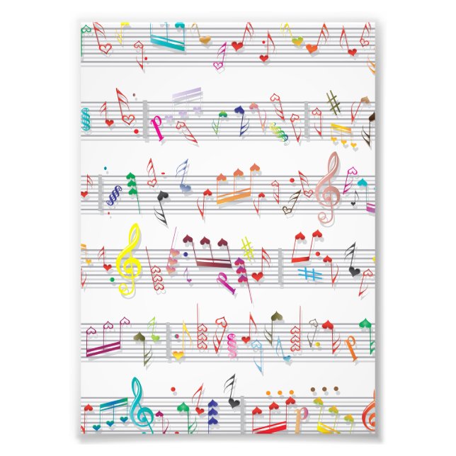 Colourful Sheet Music Notes Photo Print (Front)