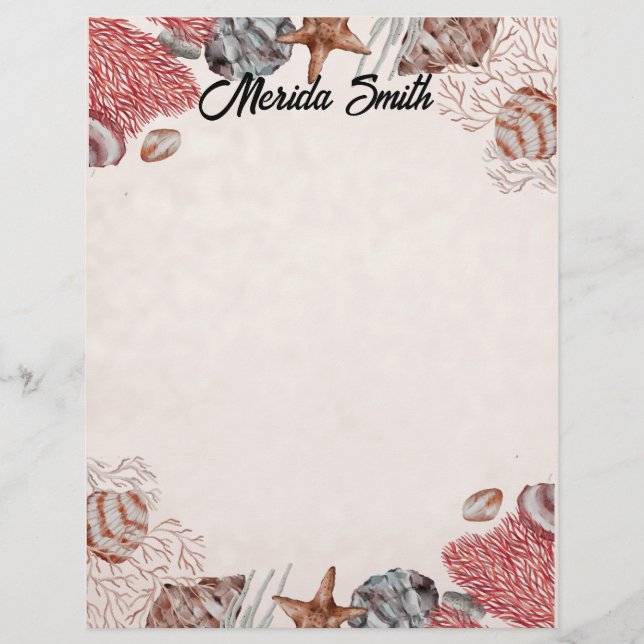 Colourful Shell Border on Tan Letterhead (Front)