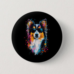 Colourful Shetland Sheepdog Face Cute Puppy Dog Lo 2 Inch Round Button