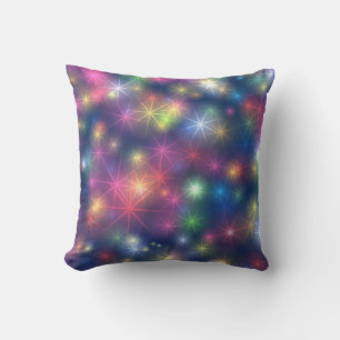 Colourful Shining Stars Cosmic Lights Throw Pillow