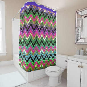 Colourful Shiny Chevron With Black Stripe